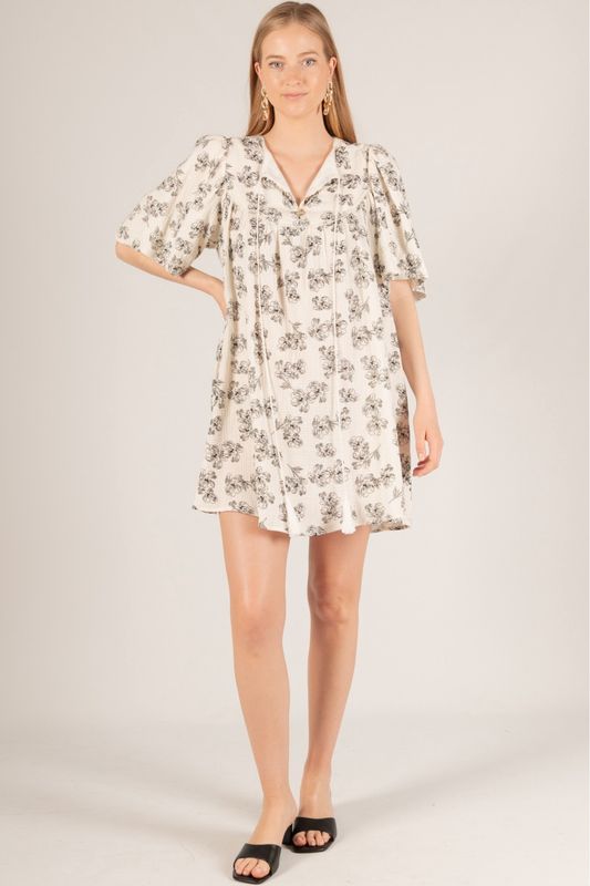 B&amp;W Floral Mini Dress