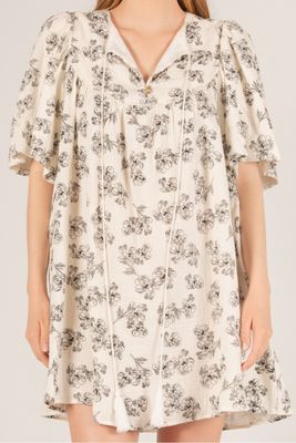 B&amp;W Floral Mini Dress