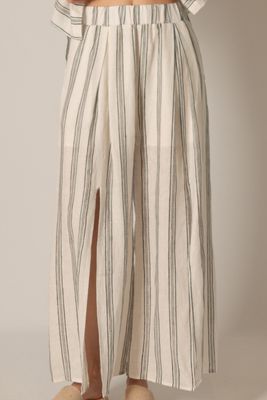 Linen Lined Wide Leg Pants w. Front Slits
