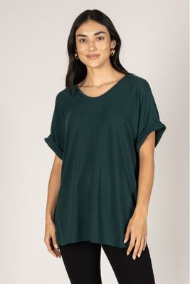 Crepe Hacci Top w. Rolled Sleeves