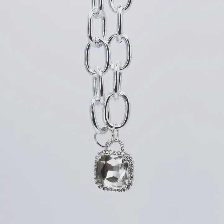 Glamour Chunk Necklace, Colour: Silver/Clear