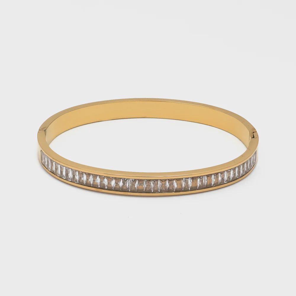 Gold CZ Bangle Bracelet