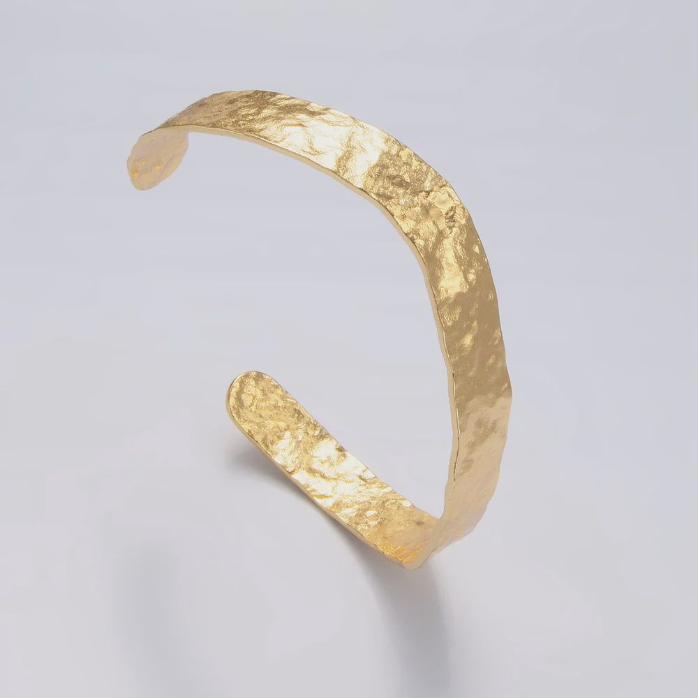 Dainty Hammered Gold Cuff Bracelet