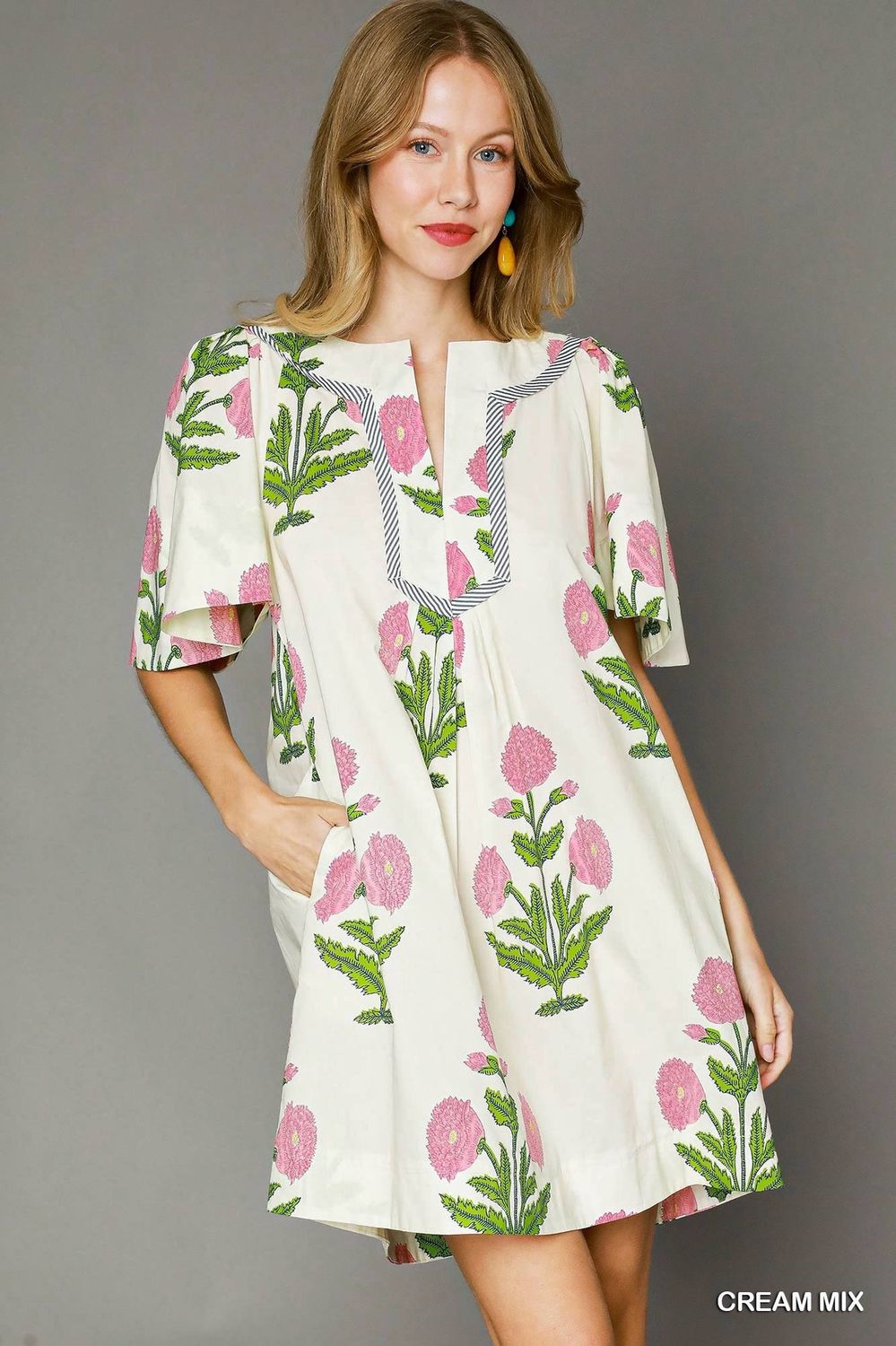 Pink Chive Embroidered Dress, Colour: White, Size: Small