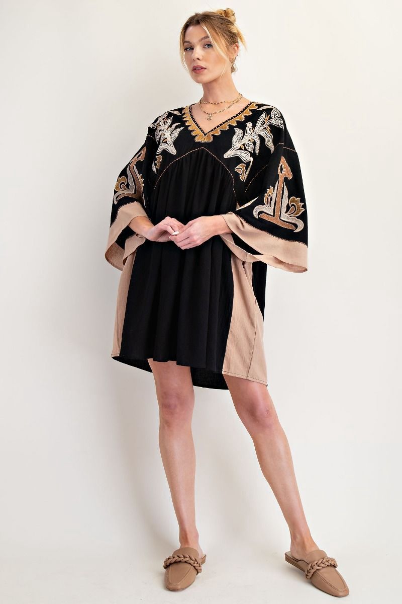 Embroidered V Neck Tunic
