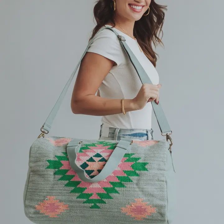 Slate, Green &amp; Pink Aztec Duffel
