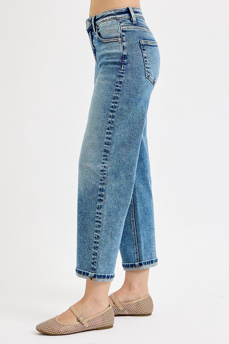 High Rise Crop Boyfriend Jeans Medium Color
