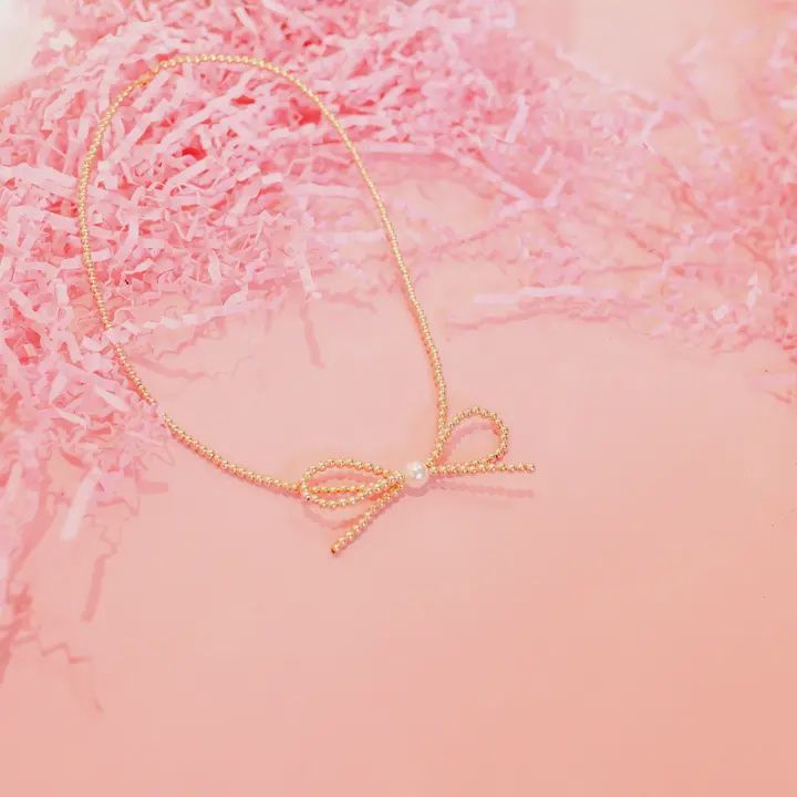 Gold Bow Necklace 18&quot;