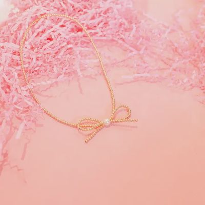 Gold Bow Necklace 18&quot;