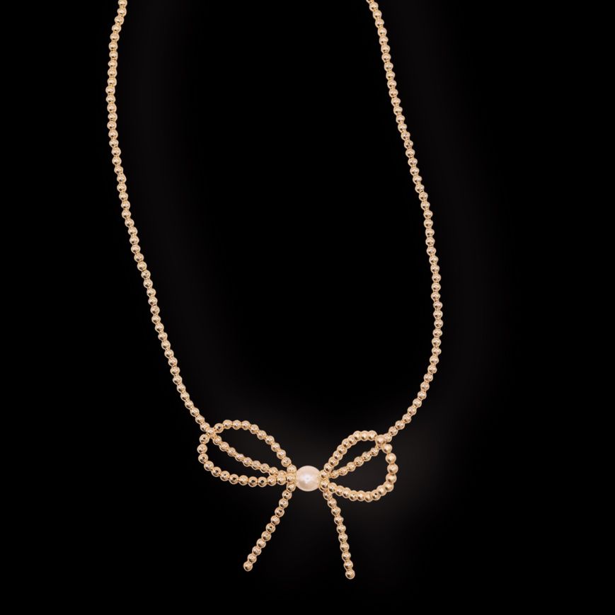 Gold Bow Necklace 18"