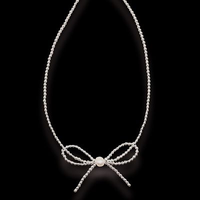 Silver Bow Necklace 18&quot;