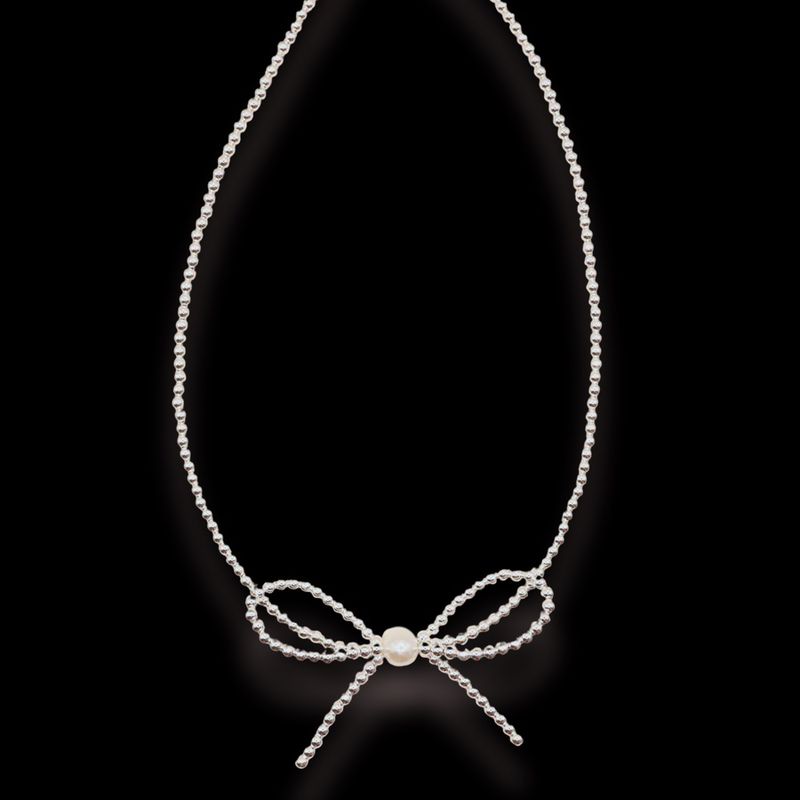 Silver Bow Necklace 18&quot;