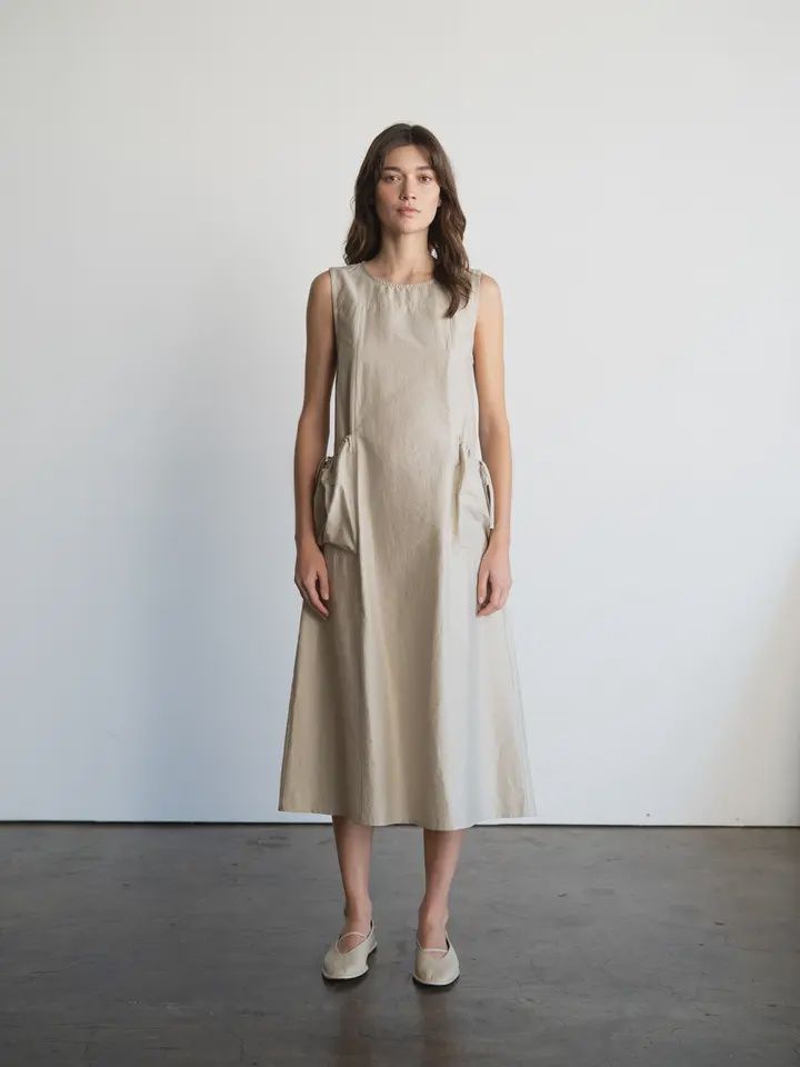 Pocket Tie Sleeveless Midi Dress