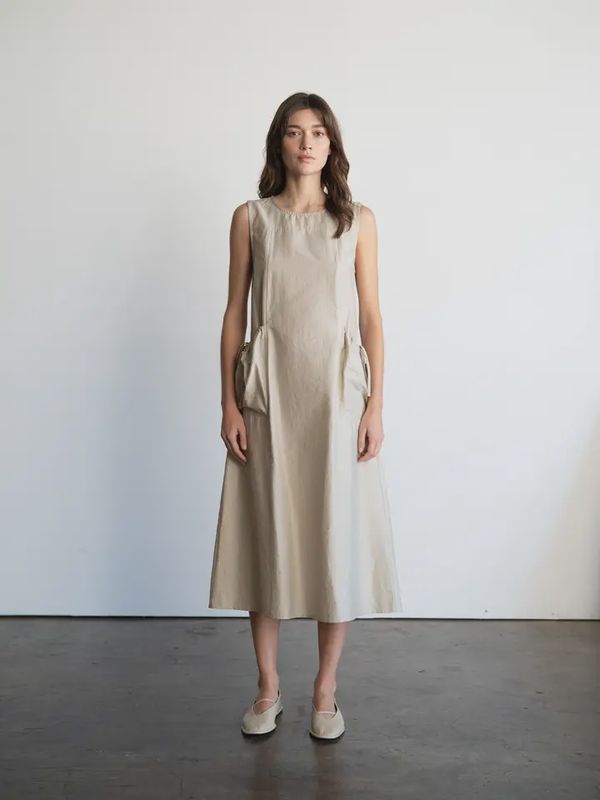 Pocket Tie Sleeveless Midi Dress
