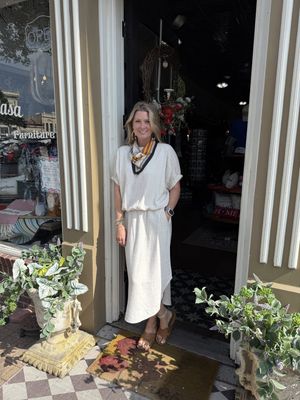 Natural Linen 3/4 Sleeve Top