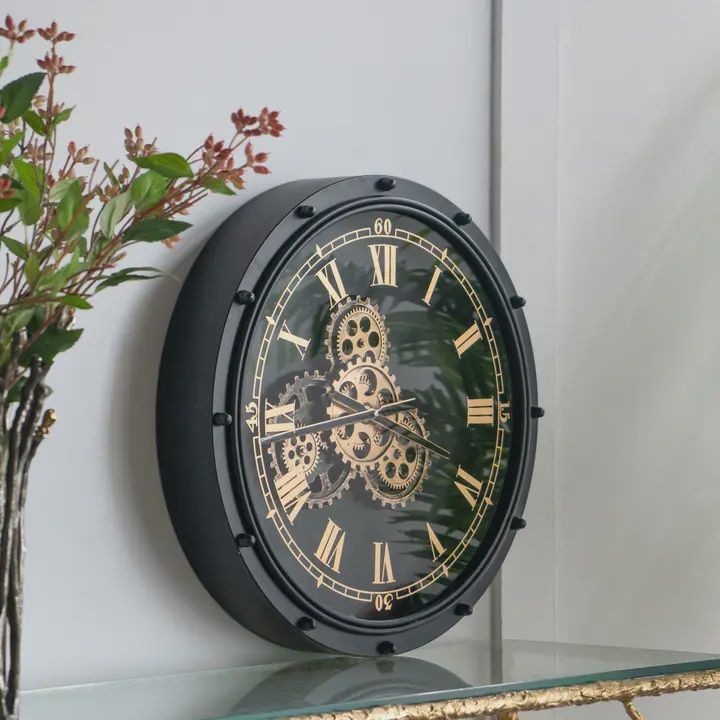 Black w/ Gold Gears Clock
