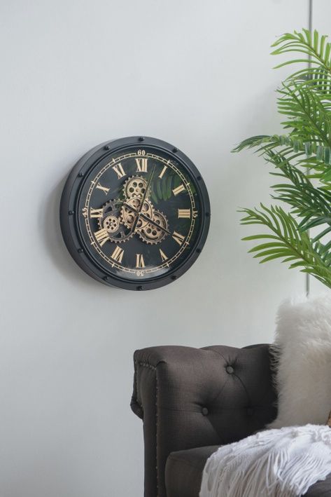 Black w/ Gold Gears Clock