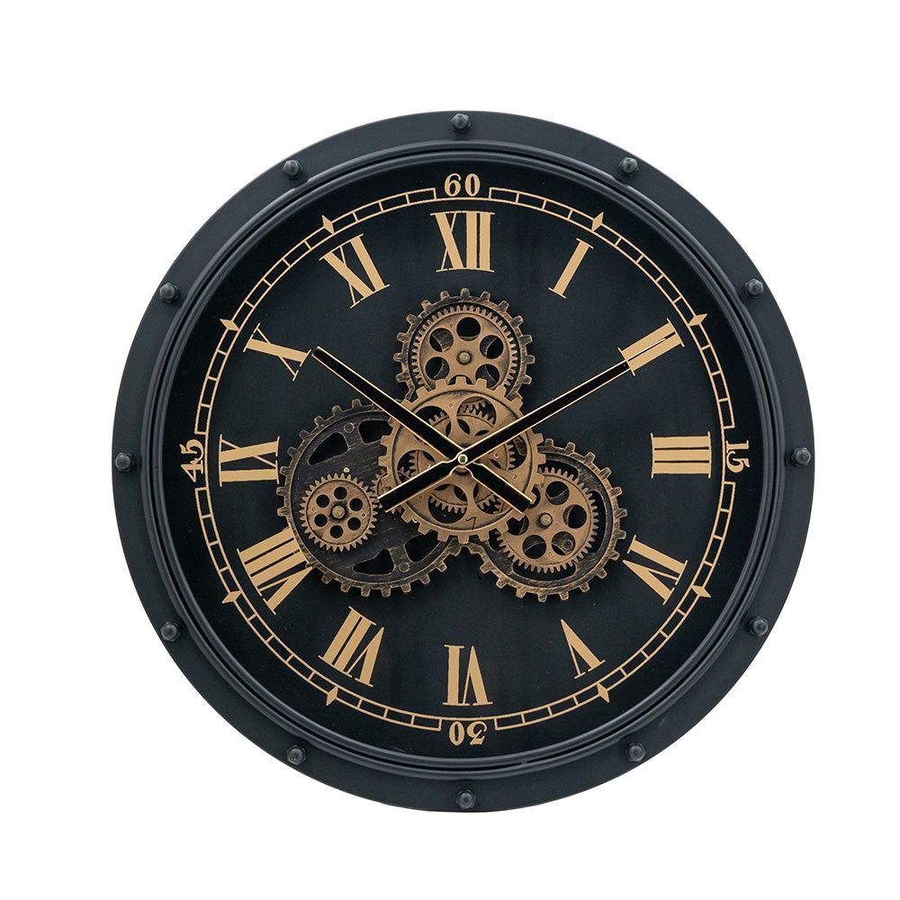 Black w/ Gold Gears Clock