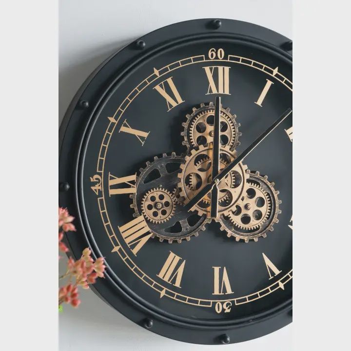 Black w/ Gold Gears Clock