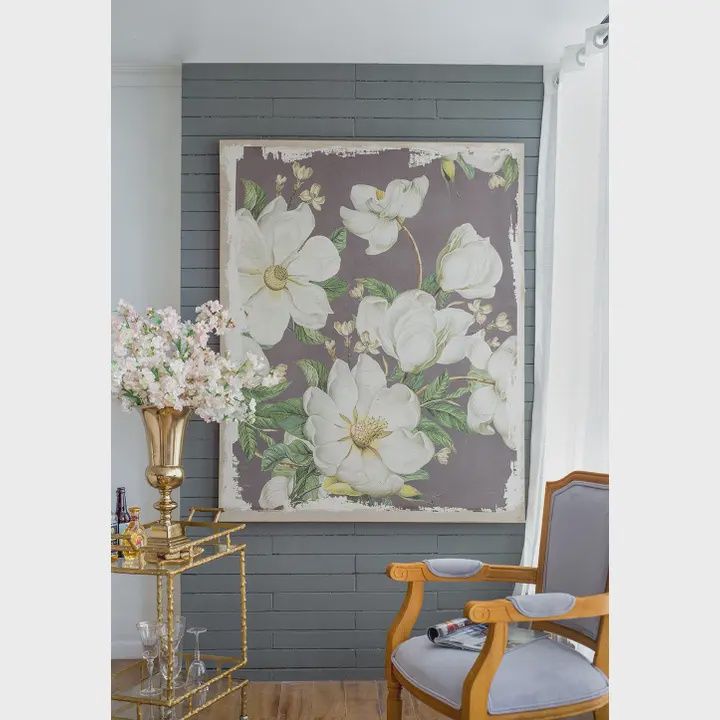 Gray Magnolia Wall Canvas Print