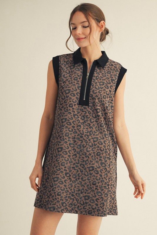 Black Animal Zipper Dress