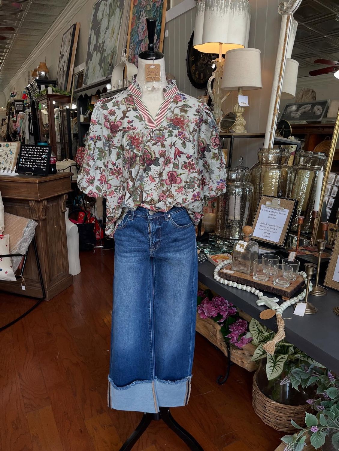 Pale Robins Egg Floral Blouse