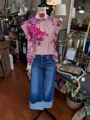 Mauve Multi Floral Flutter Blouse