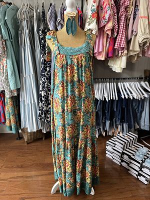 A Rare Bird Blue Floral Tie Strap Dress