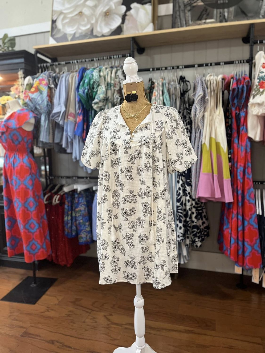 B&amp;W Floral Mini Dress