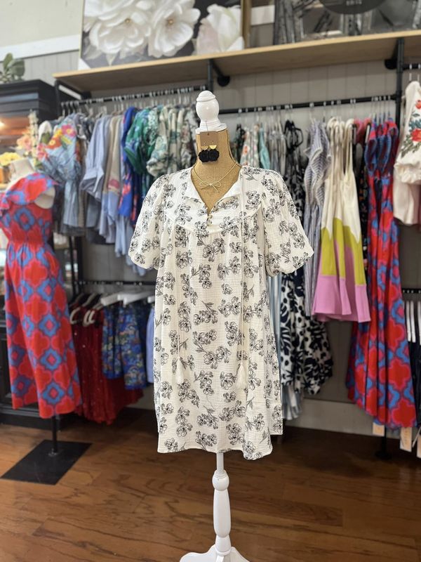 B&amp;W Floral Mini Dress