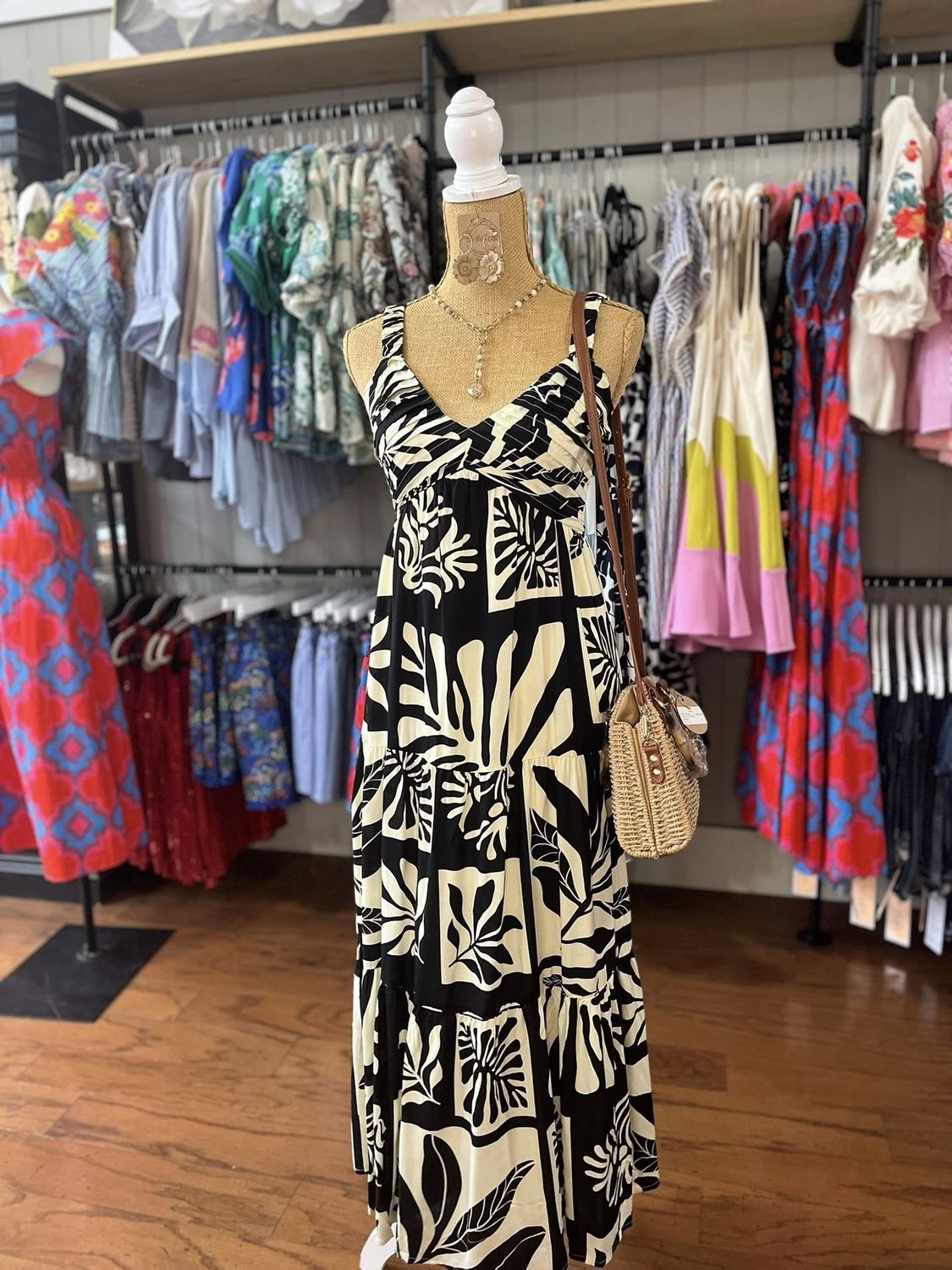 Shirred Bodice Floral Print Maxi Dress
