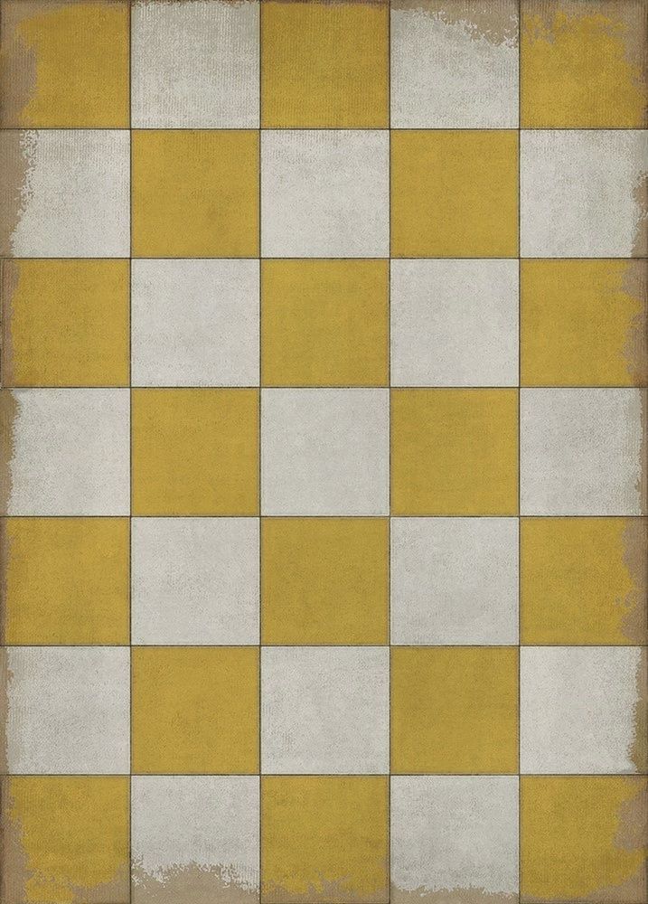 Yellow White Vintage Pattern 7 Check Yourself 43x60