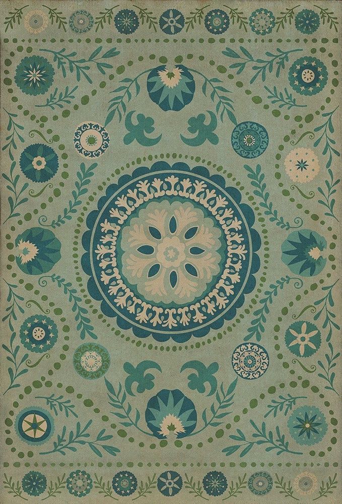 Teal Vintage Pattern 38 Boho Blue 52x76