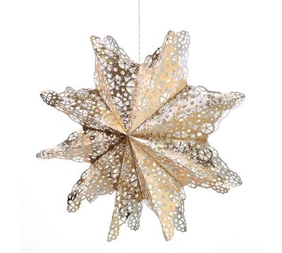 Gold Lighted Paper Snowflake Wall Hang