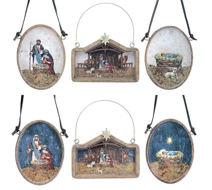 Mango Wood Nativity Ornaments