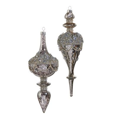 9.5&quot; Jeweled Mercury Finial Ornament