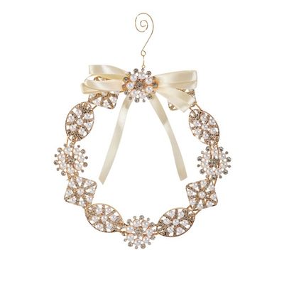 8&quot; Pearl Brooch Wreath Ornament