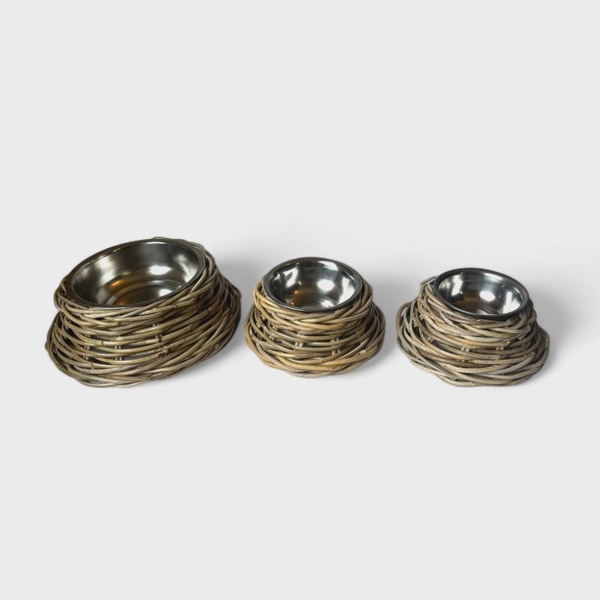Rattan Pet Bowl w. Stainless Steel Bowl
