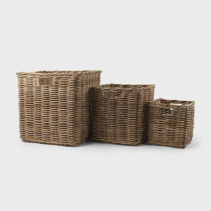 Rattan Square Kubu Grey Storage Basket