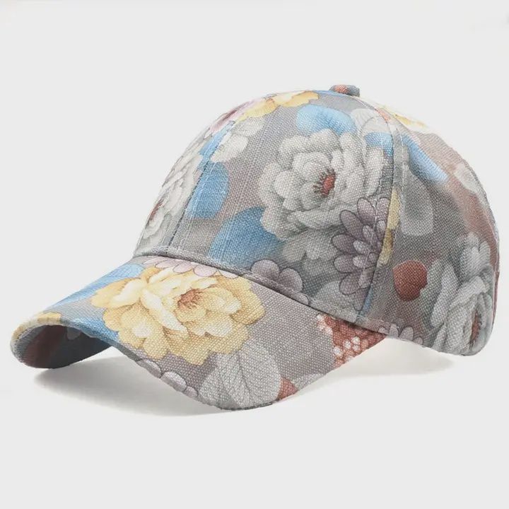 Floral Print Baseball Hat, Colour: Grey Floral