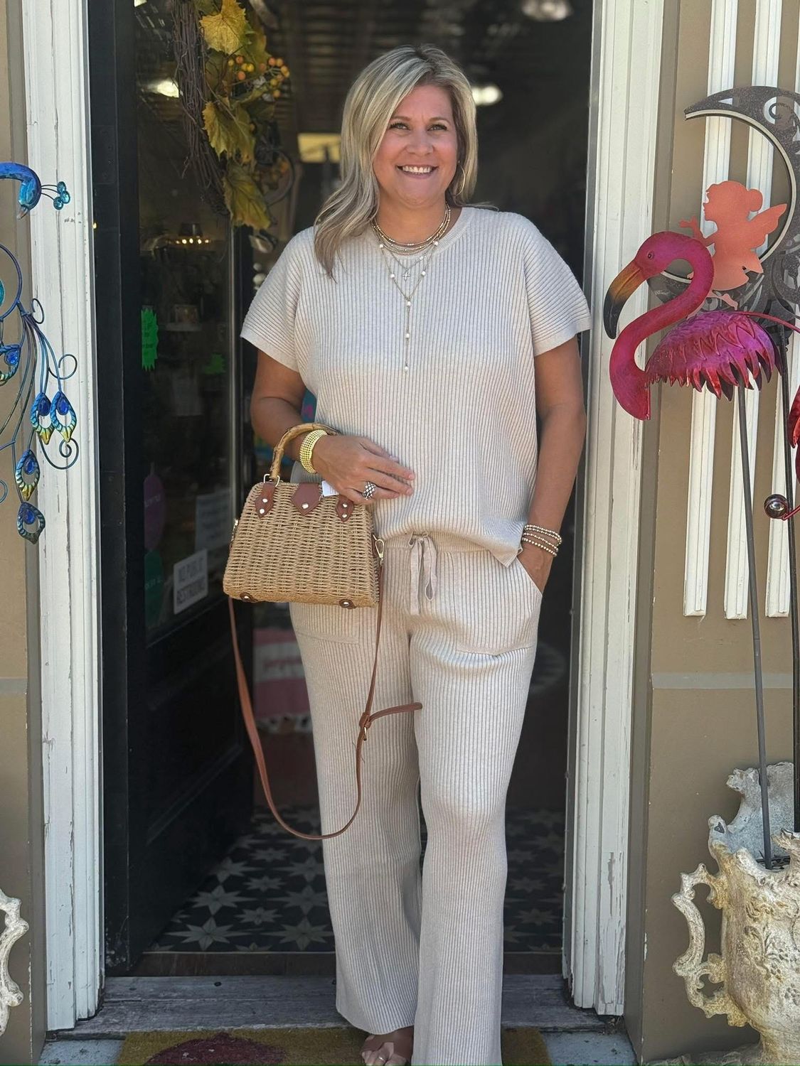 Rib Wide Leg Knit Sweater Pants