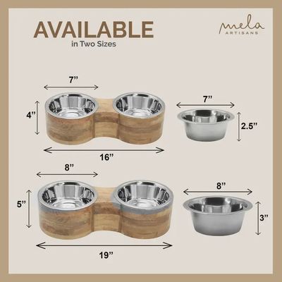 2 Bowl Rampur Elevated Mango Wood Pet Feeder