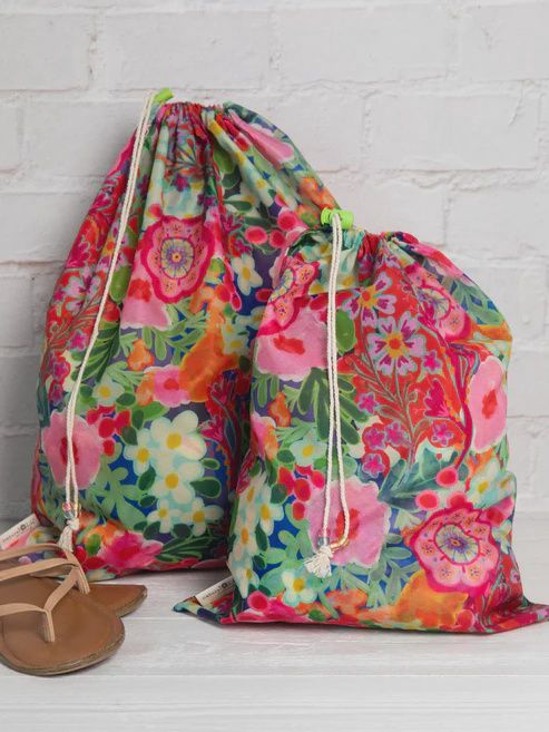 Pink Painted Garden Travel Laundry- 2 Piece Set