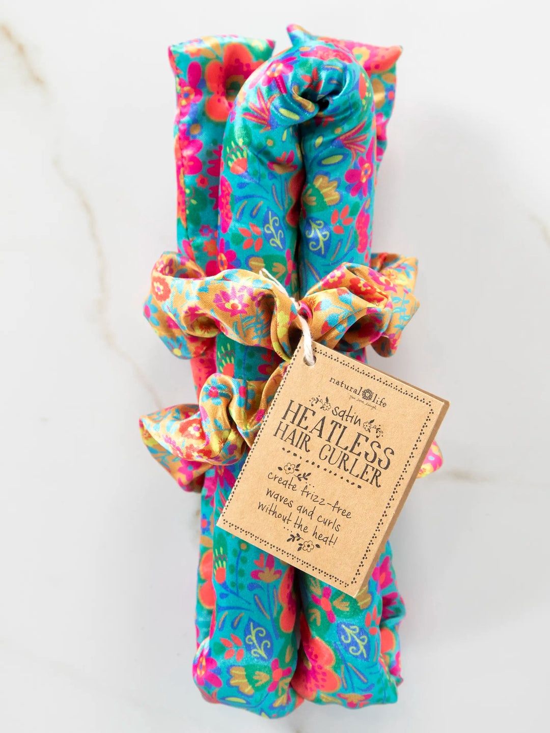 Teal Floral Heatless Hair Curler