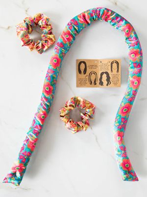 Teal Floral Heatless Hair Curler