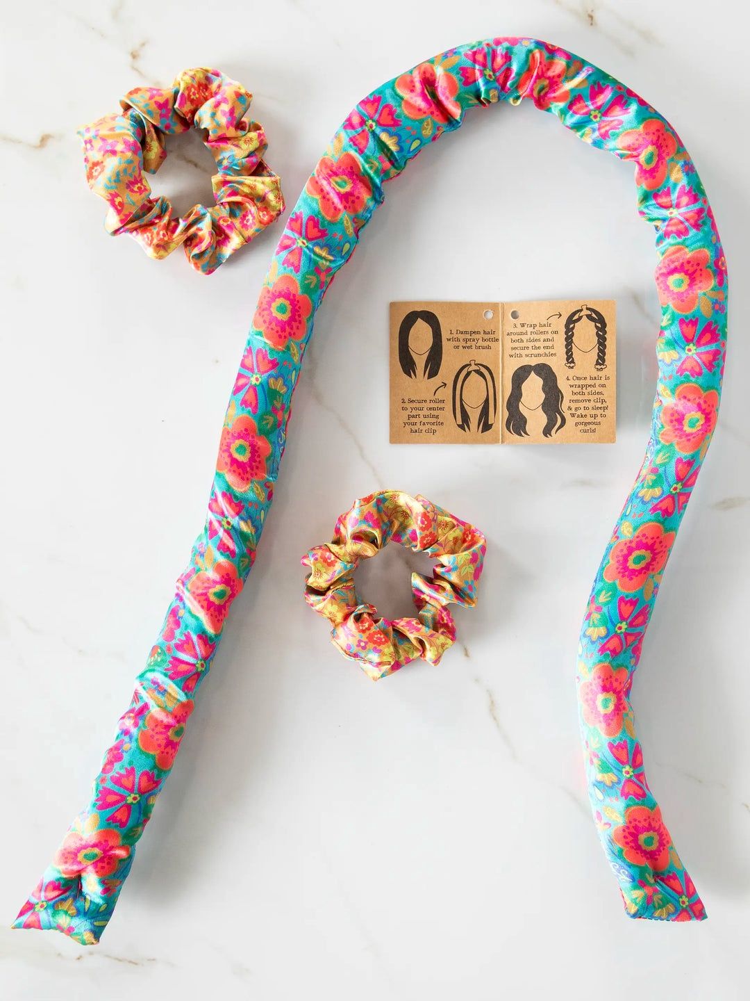 Teal Floral Heatless Hair Curler