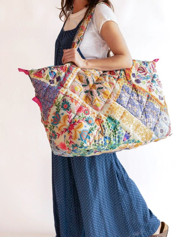 Mandala Folk Patchwork Puffy Weekender Bag
