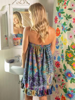 Blue Patchwork Towel Wrap