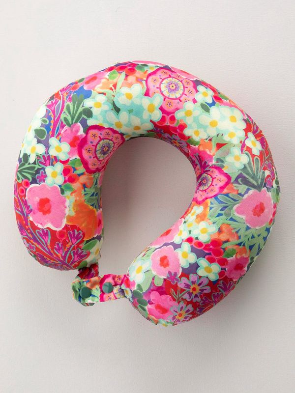 Pink Painted Garden Travel Neck Pillow