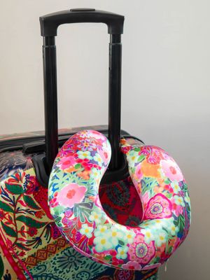 Pink Painted Garden Travel Neck Pillow